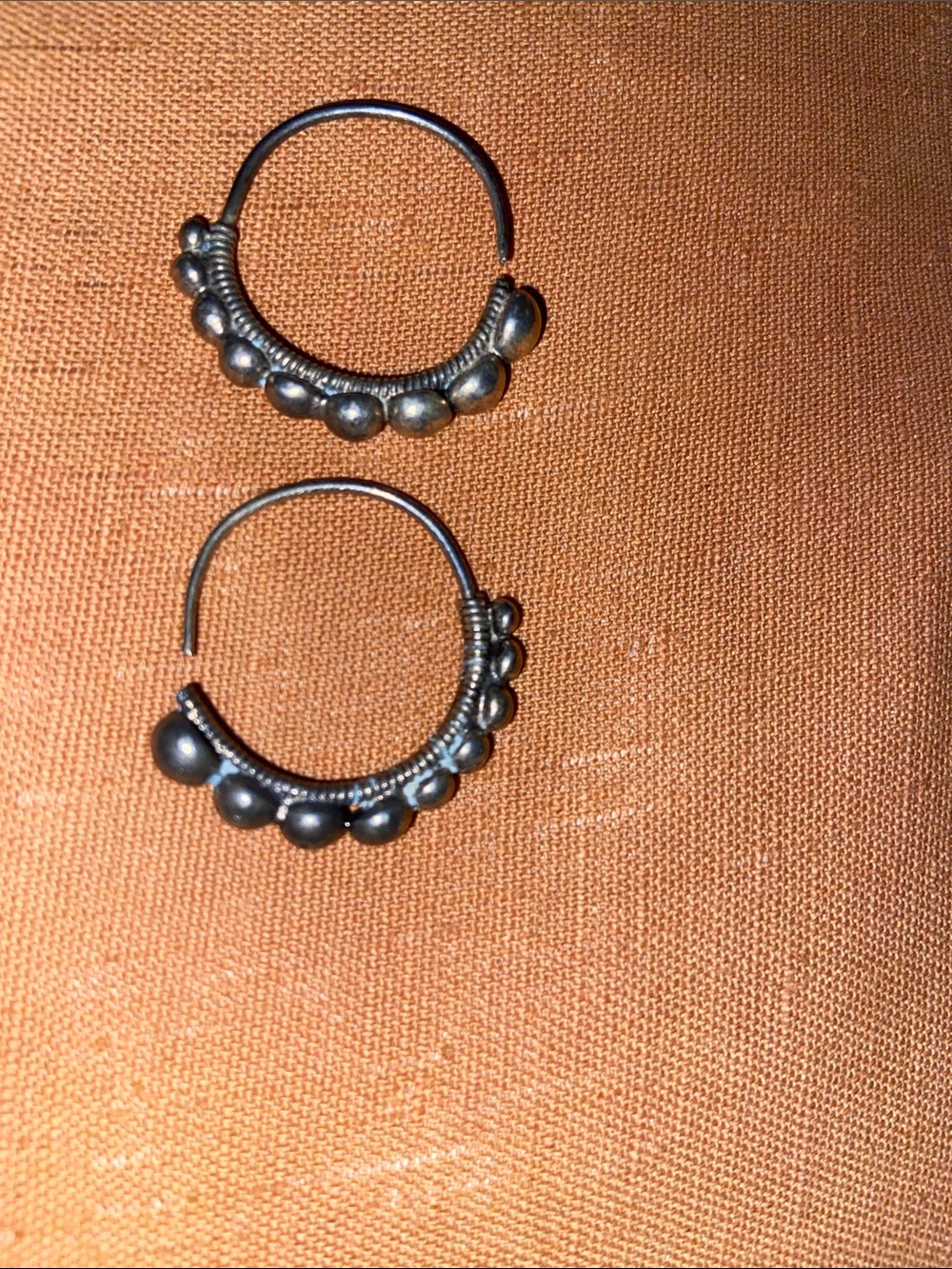 Silver tribal hoops Beaded Hoop Earrings - Women Jewelry